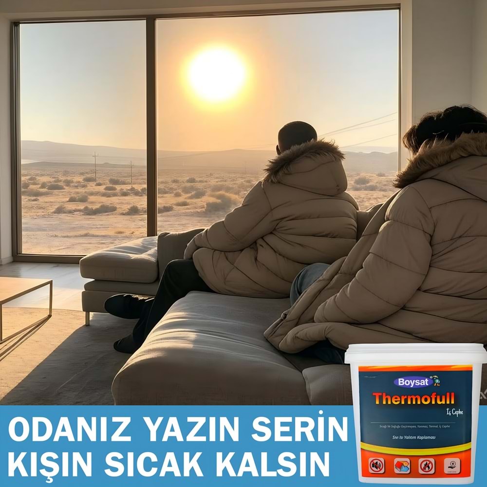 Boysat Thermofull Termal - Yanmaz İç Cephe Isı ve Ses Yalıtım Kaplaması - Beyaz - 10 L