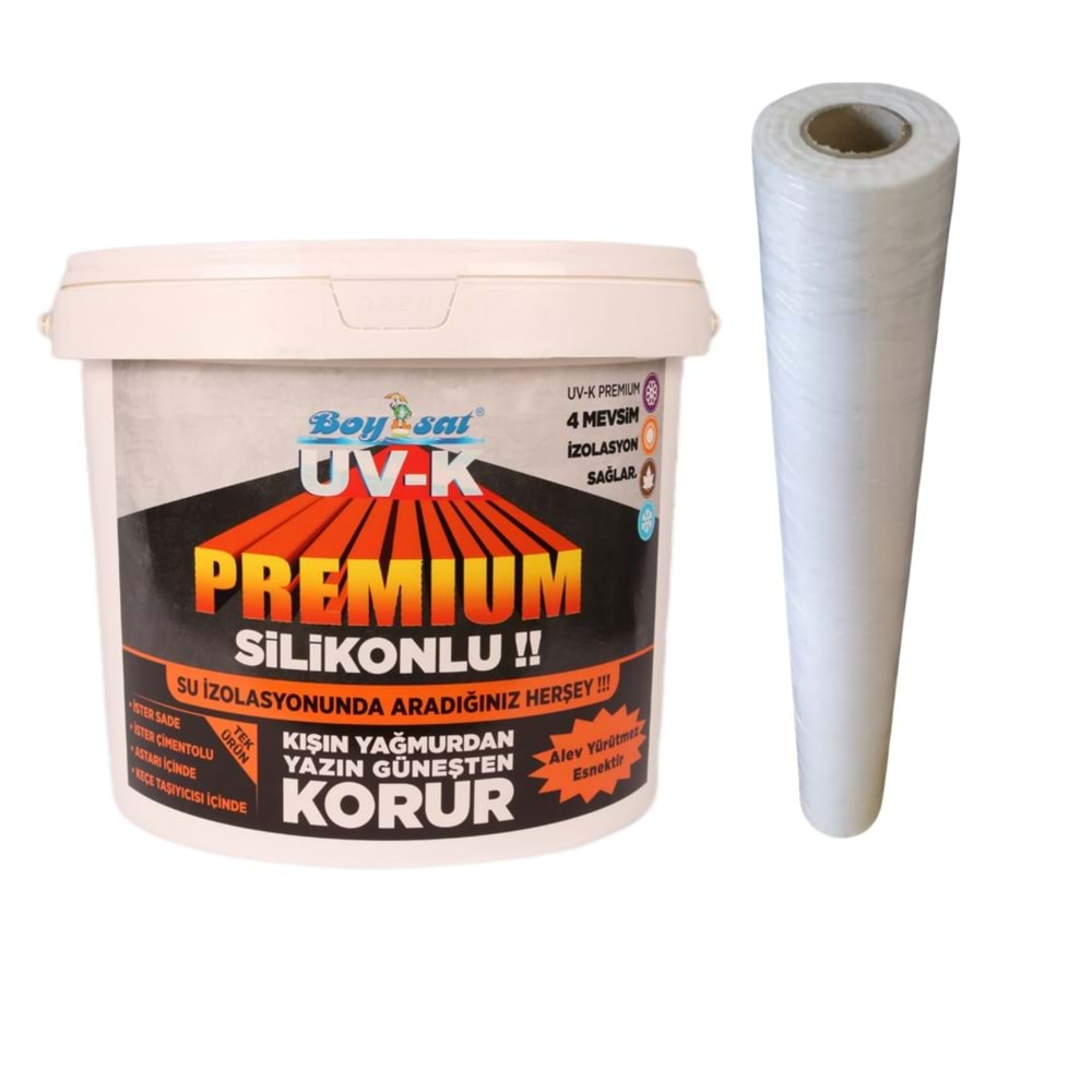 Avantajlı Paket Uv-K Premium Silikonlu Su İzolasyon Boyası 7.5 Kg ve Taşıyıcı İzolasyon Keçesi