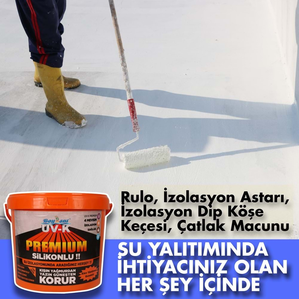 UV-K Premium Seramik Beton Membran Şingıl Sac Teras Dam Üzeri Su Yalıtım Boyası