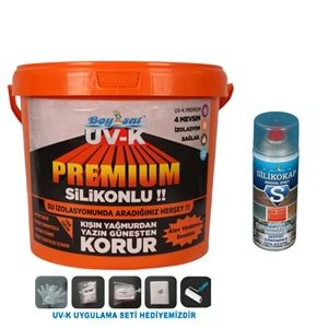 Avantajlı İzolasyon Paketi Uv-K Premium Silikonlu Boya 15 Kg ve 400Ml Silikokap Su İzolasyon Spreyi