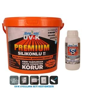 Avantajlı Su İzolasyon Paketi Uv-K Premium Silikonlu Boya 15 Kg ve 500Ml Silikokap Şeffaf İzolasyon