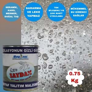 Boysat Sıvı Cam İzo Saydam Glass Seramik Karo Mermer Şeffaf Yalıtım 0.75 Kg